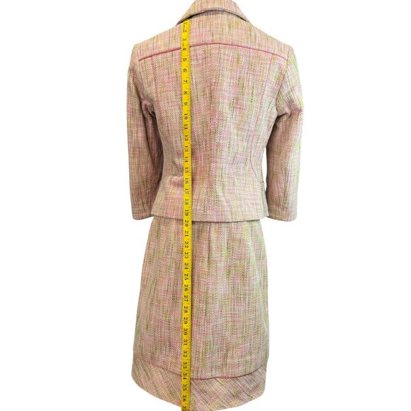Sigrid Olsen 4P Two Piece Suit Pink Green Tweed Blazer Jacket & Skirt set - Picture 12 of 14